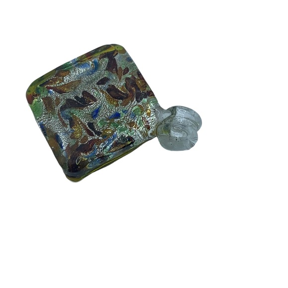 vintage art glass pendant Diamond Shape Silver & Amber Brown - Picture 5 of 7